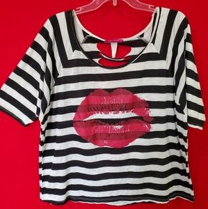 Julie's Closet Black/White Striped T- shirt